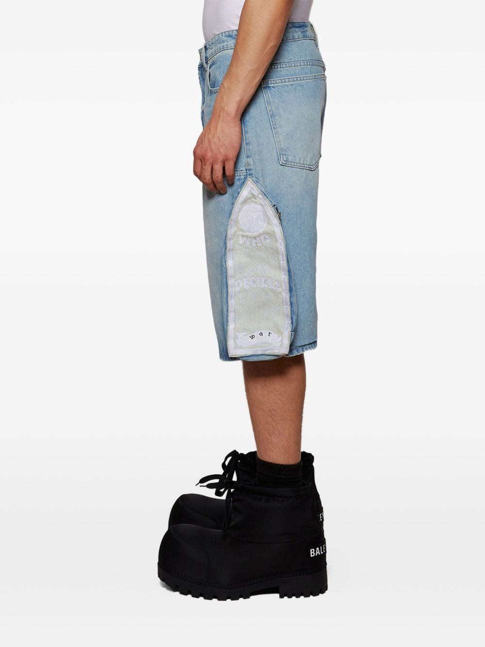patchwork denim shorts - 4
