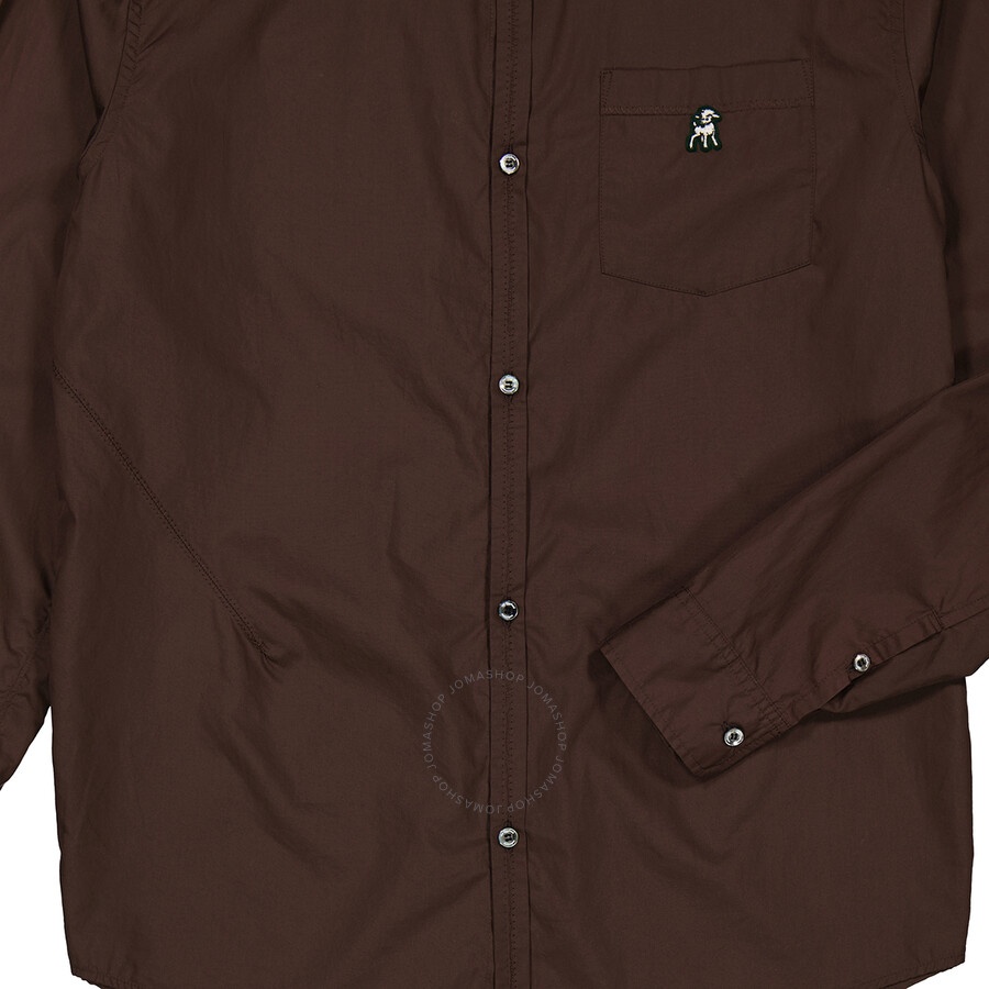 Undercover Brown Patch Detail Ruched Cotton Shirt - 6
