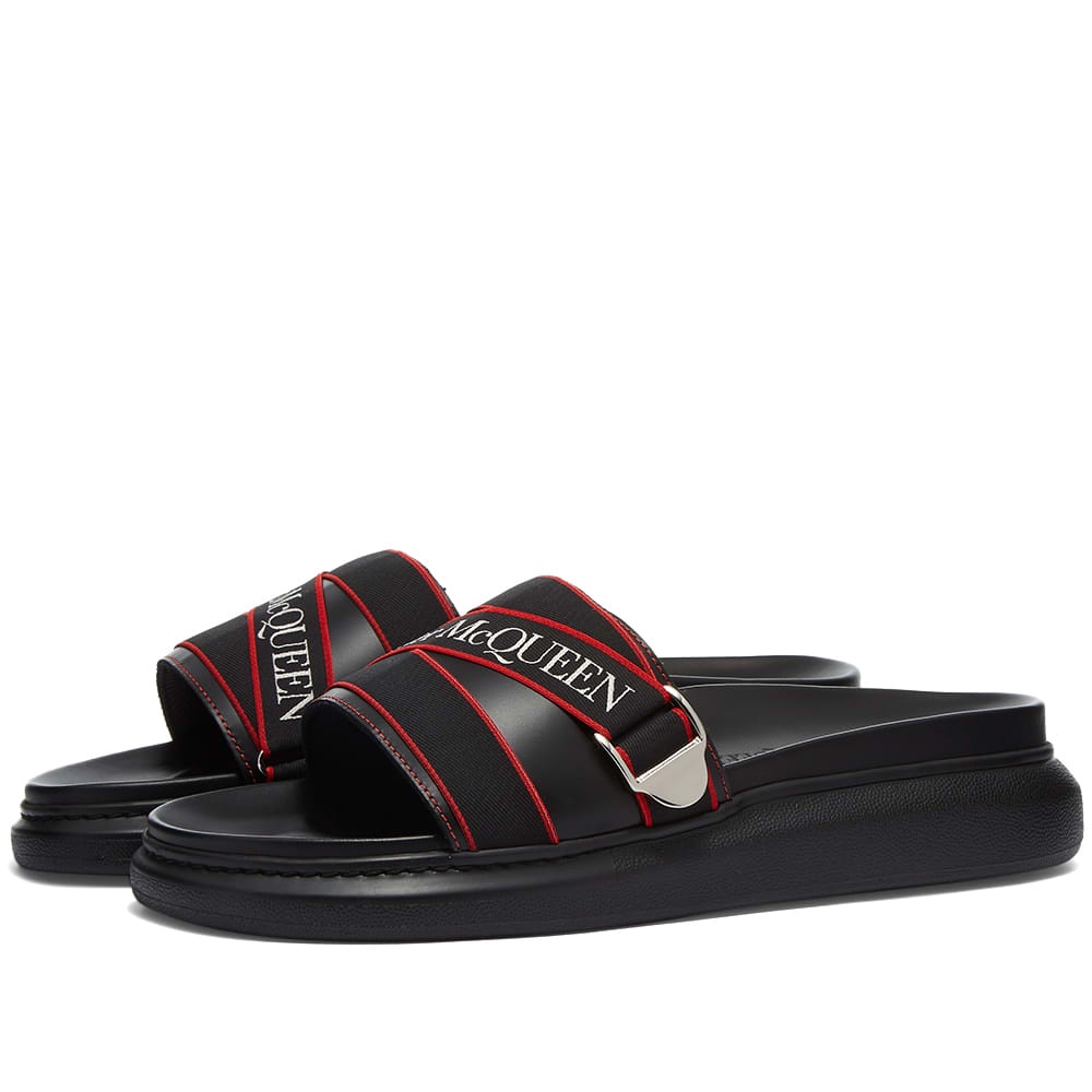 Alexander McQueen Wedge Sole Taping Logo Pool Slide - 1