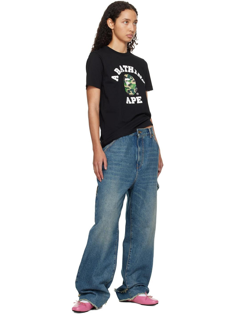 A BATHING APE® Black ABC Camo College T-shirt outlook