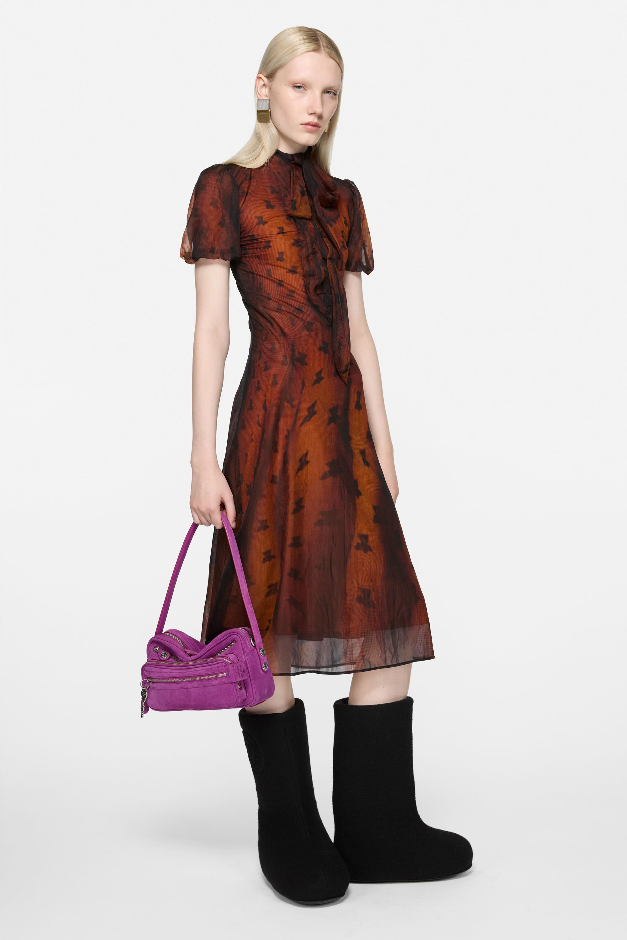 Bow dress - Rust brown - 2