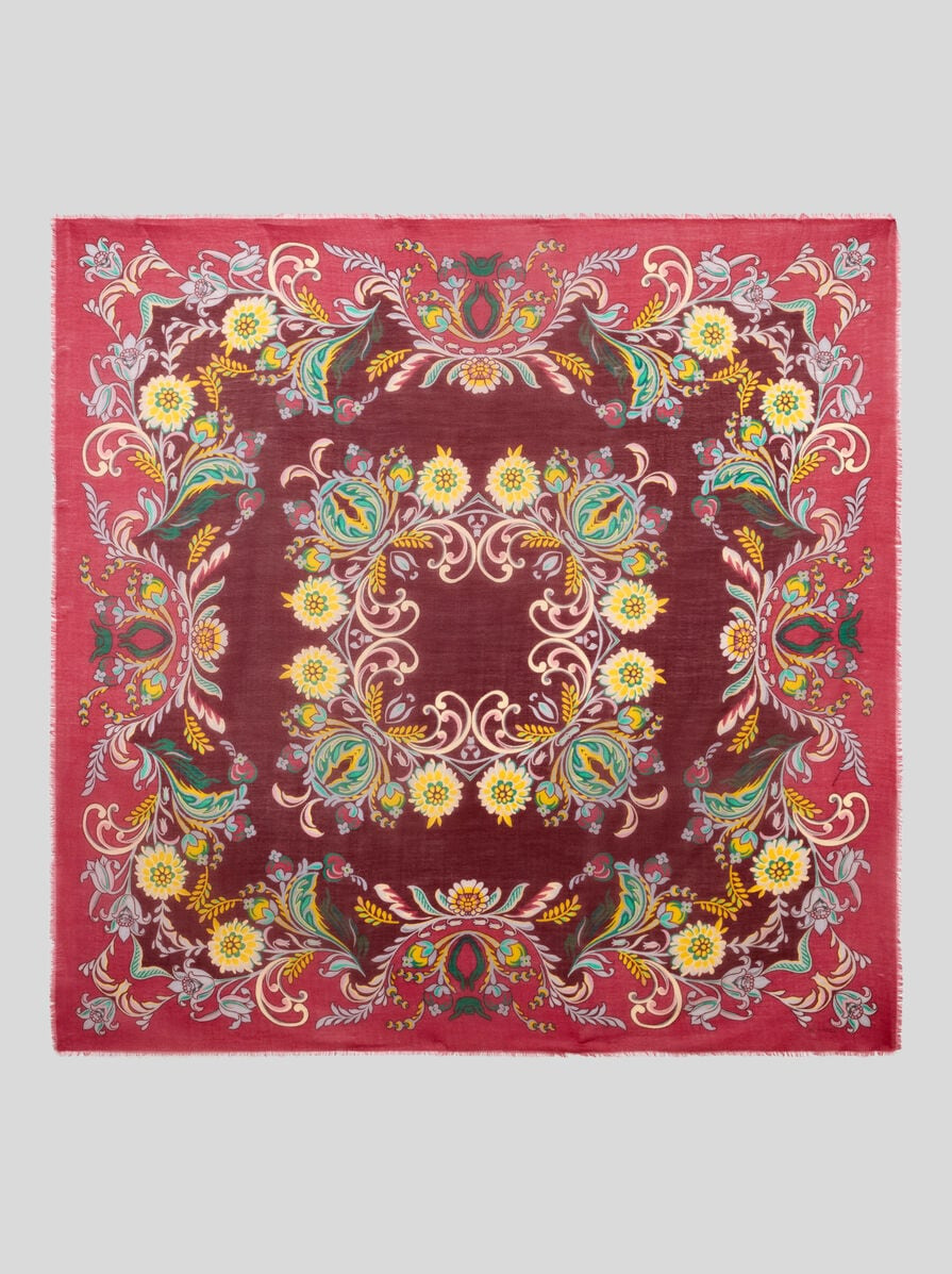 CASHMERE-BLEND SHAWL WITH DAFFODIL MOTIF - 1