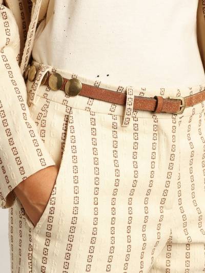 Golden Goose Trinidad belt in aged tan-colored leather with golden maxi studs outlook