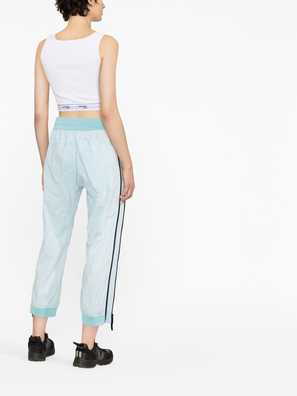 side-zip logo-patch trousers - 3