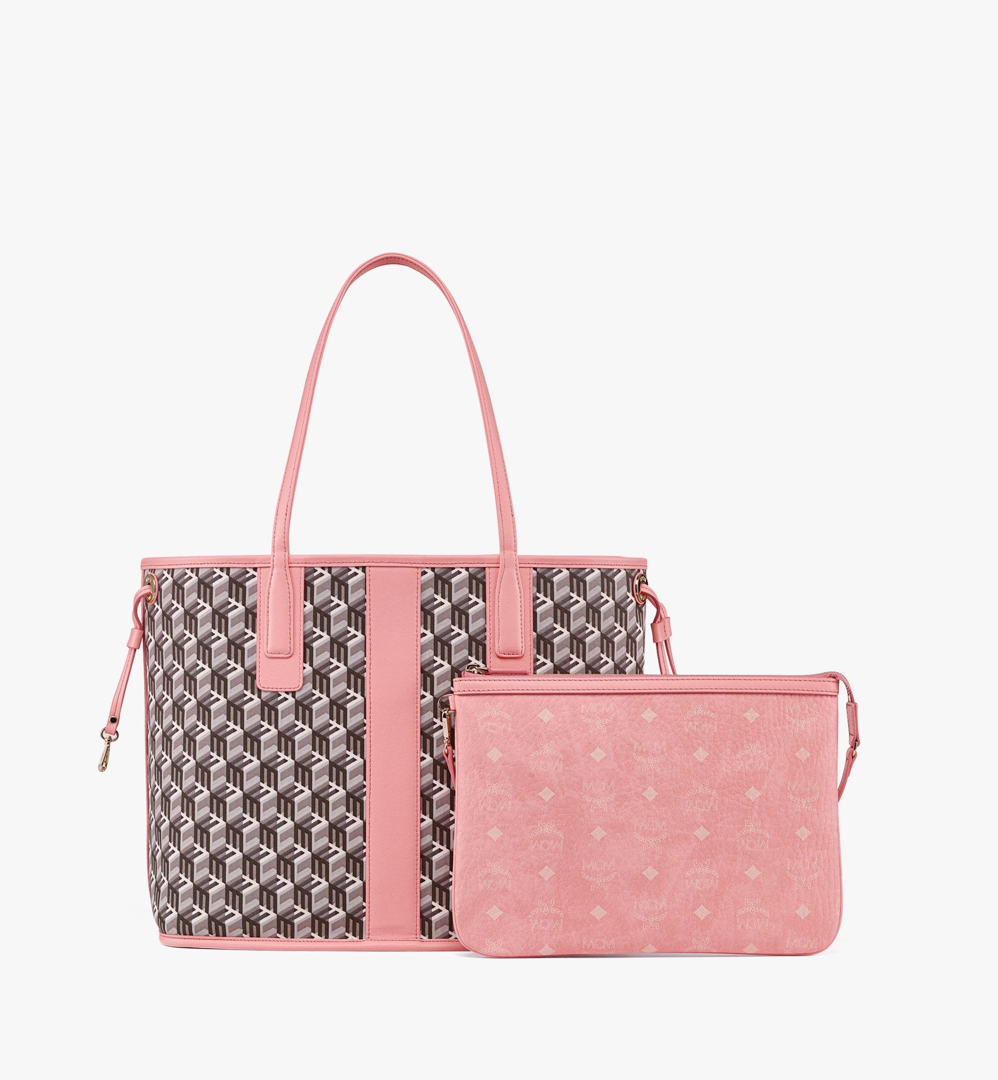 Mcm Small Munchen Visetos Tote in Bloosom Pink