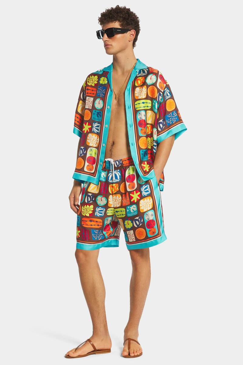 SUMMER LOVERS DROP SHOULDER PRINTED BOWLING SHIRT - 5