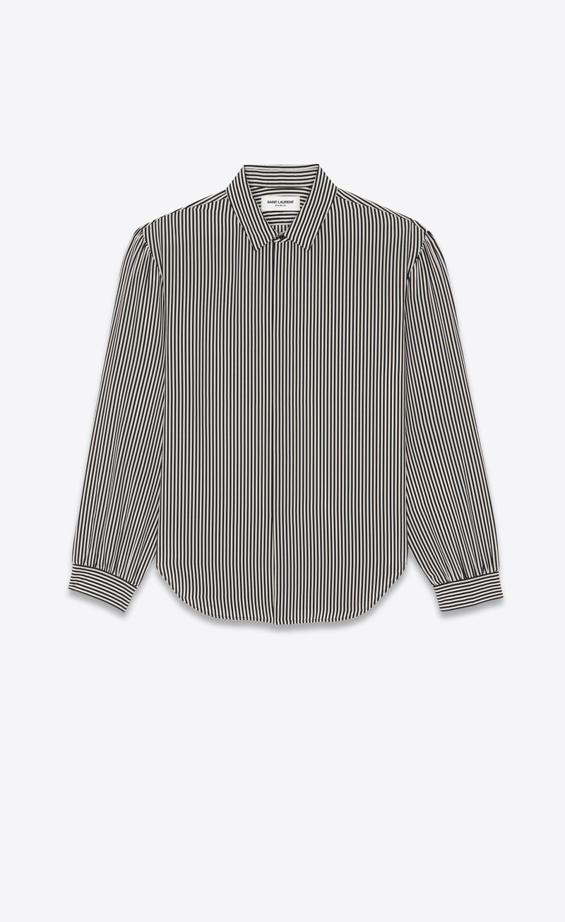 oversized shirt in striped crepe de chine 1