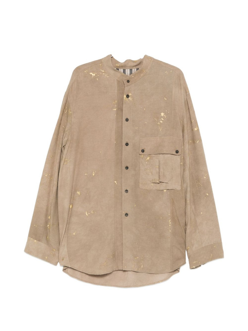paint-splatter chest-pocket shirt 1