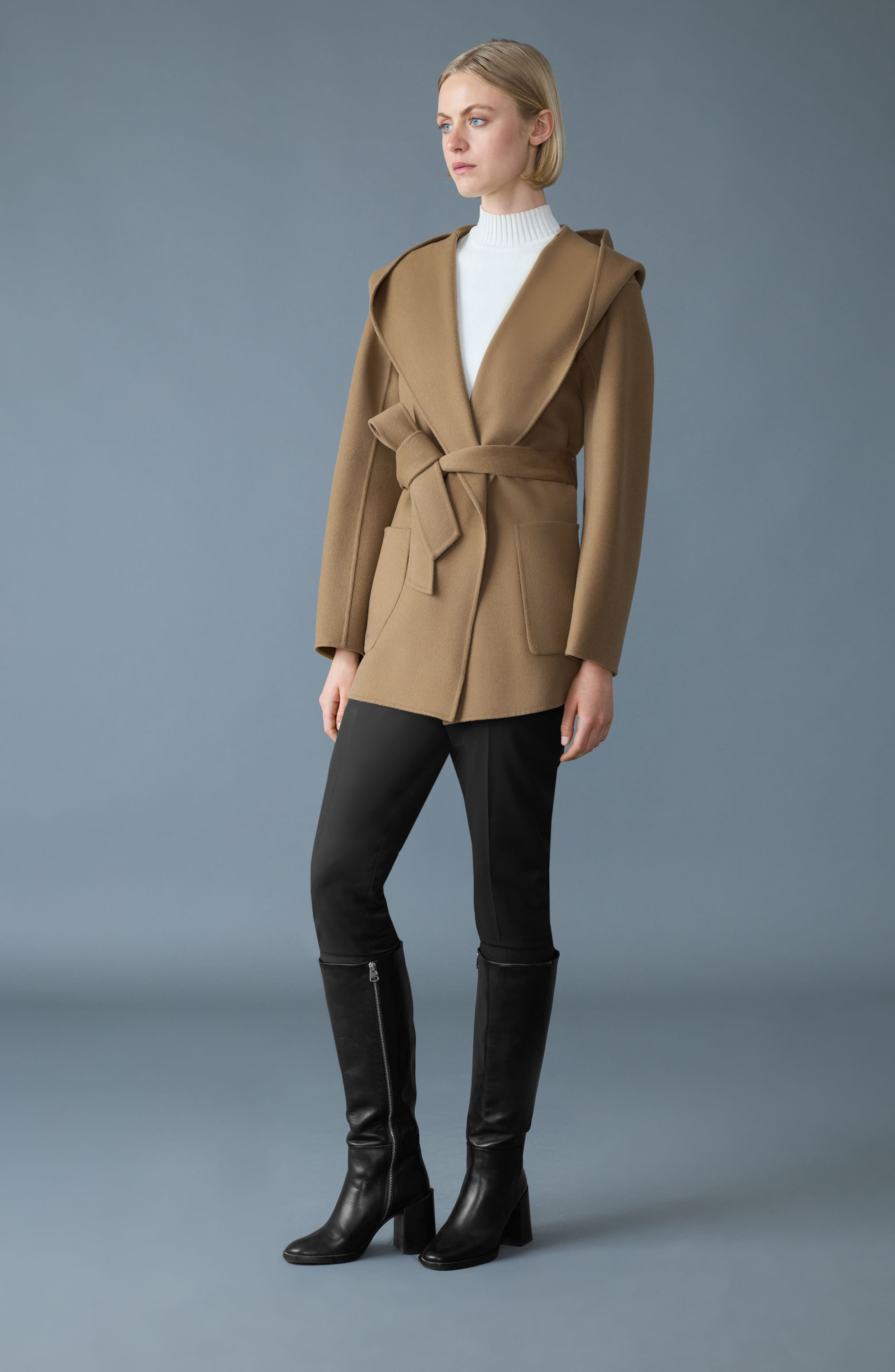 Mackage Paya Belted Wool Coat in Otter at Nordstrom - 3