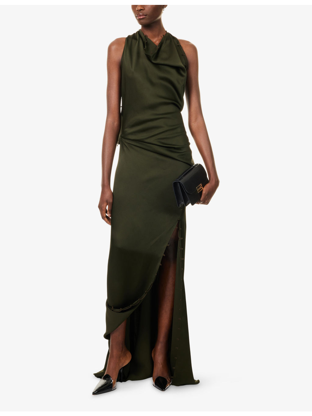 Rouleaux Draped Satin Maxi Dress - 2