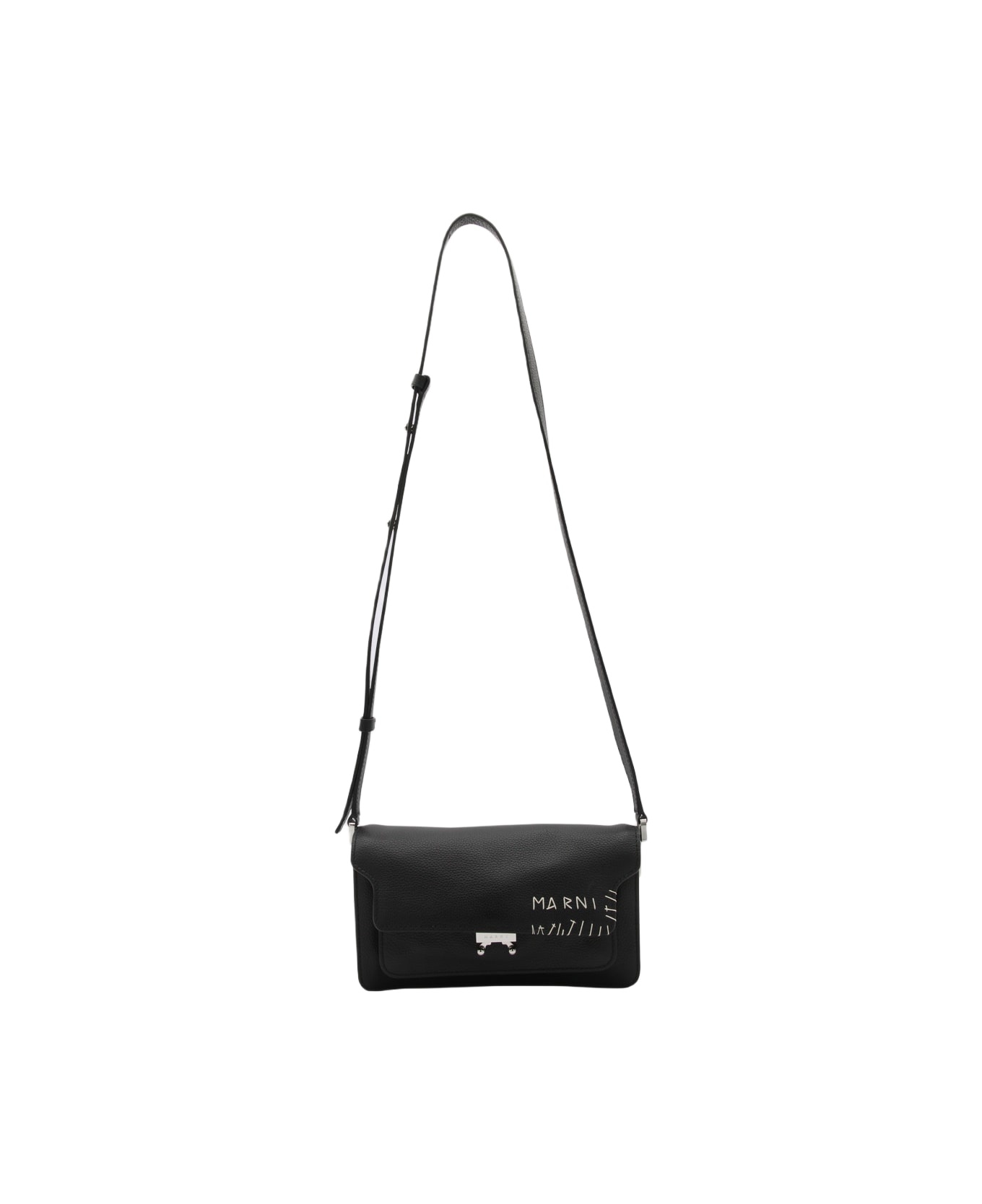 Black Leather Shoulder Bag - 1