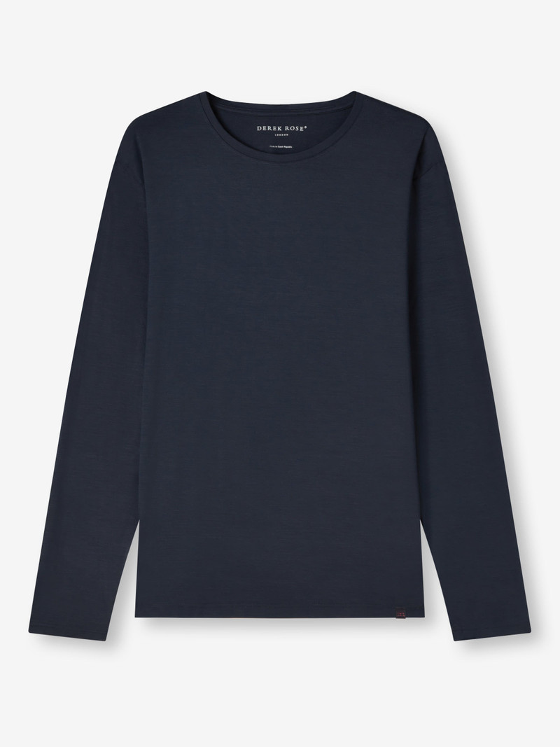 Men's Long Sleeve T-Shirt Basel Micro Modal Stretch Navy - 1