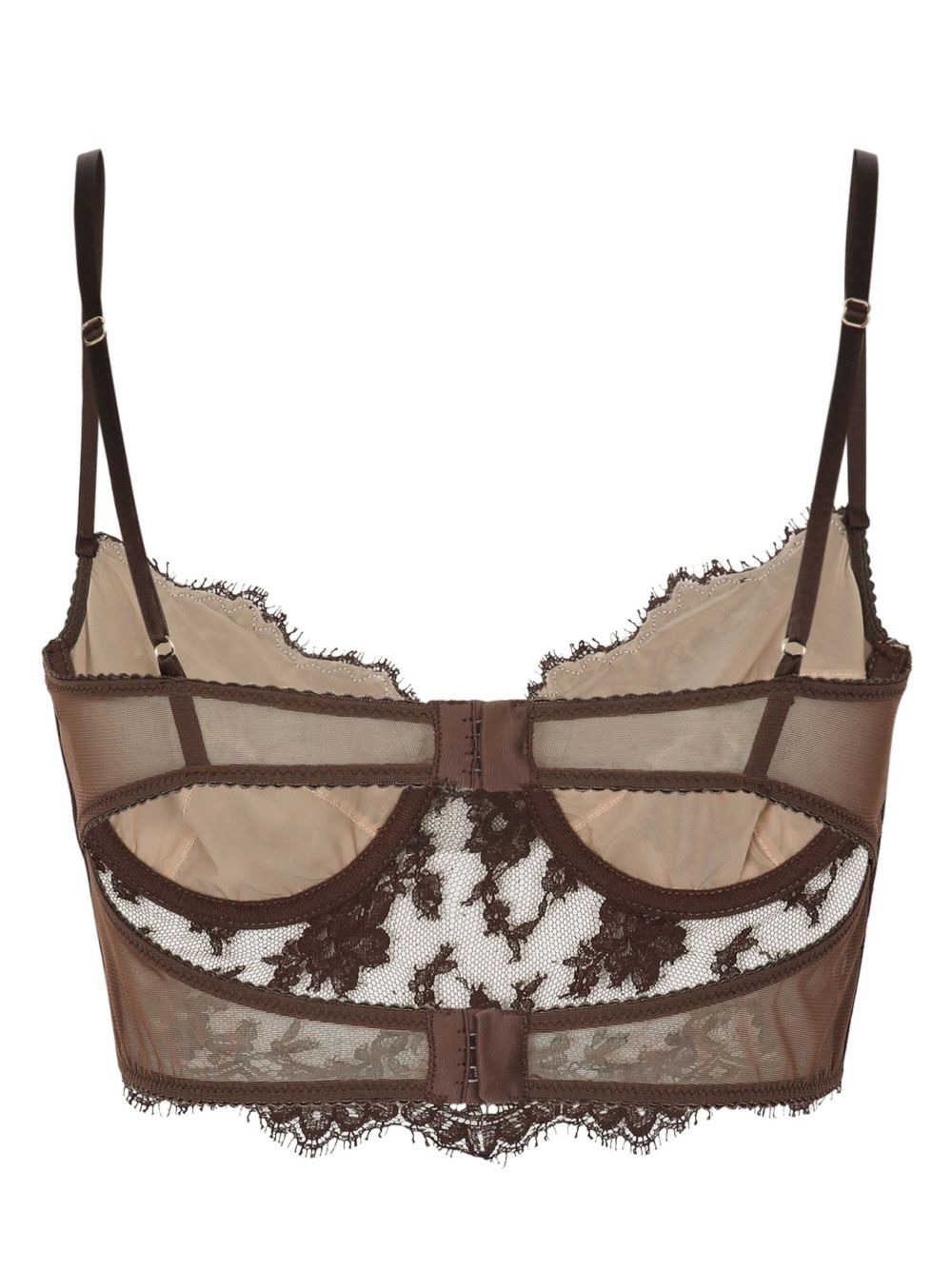 floral-lace corset-style bra - 2