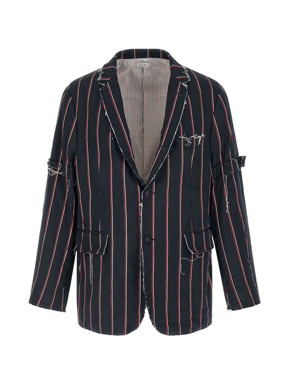 striped fringed blazer - 1