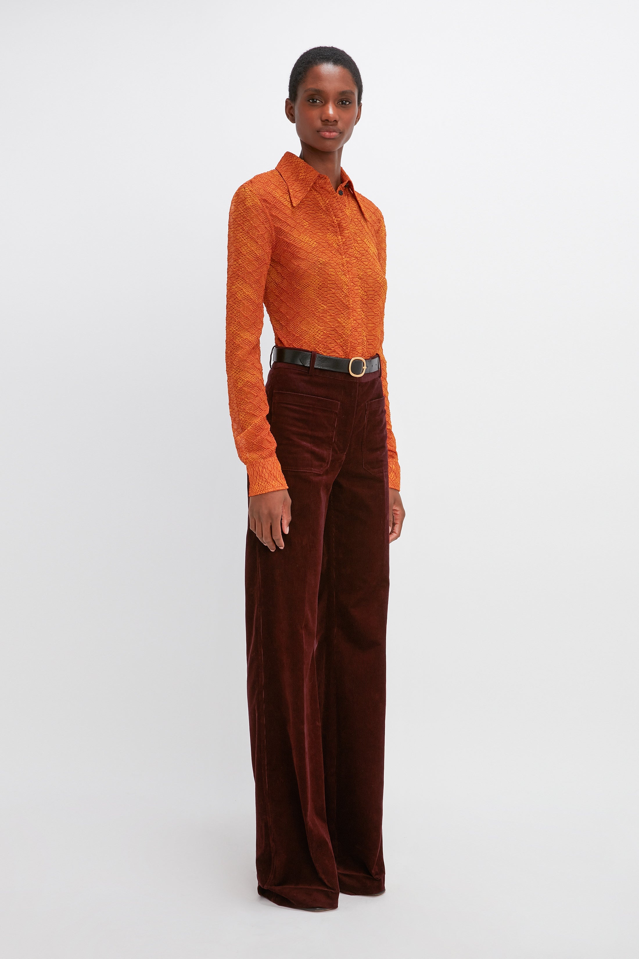 Alina Corduroy Trouser in Bordeaux - 3