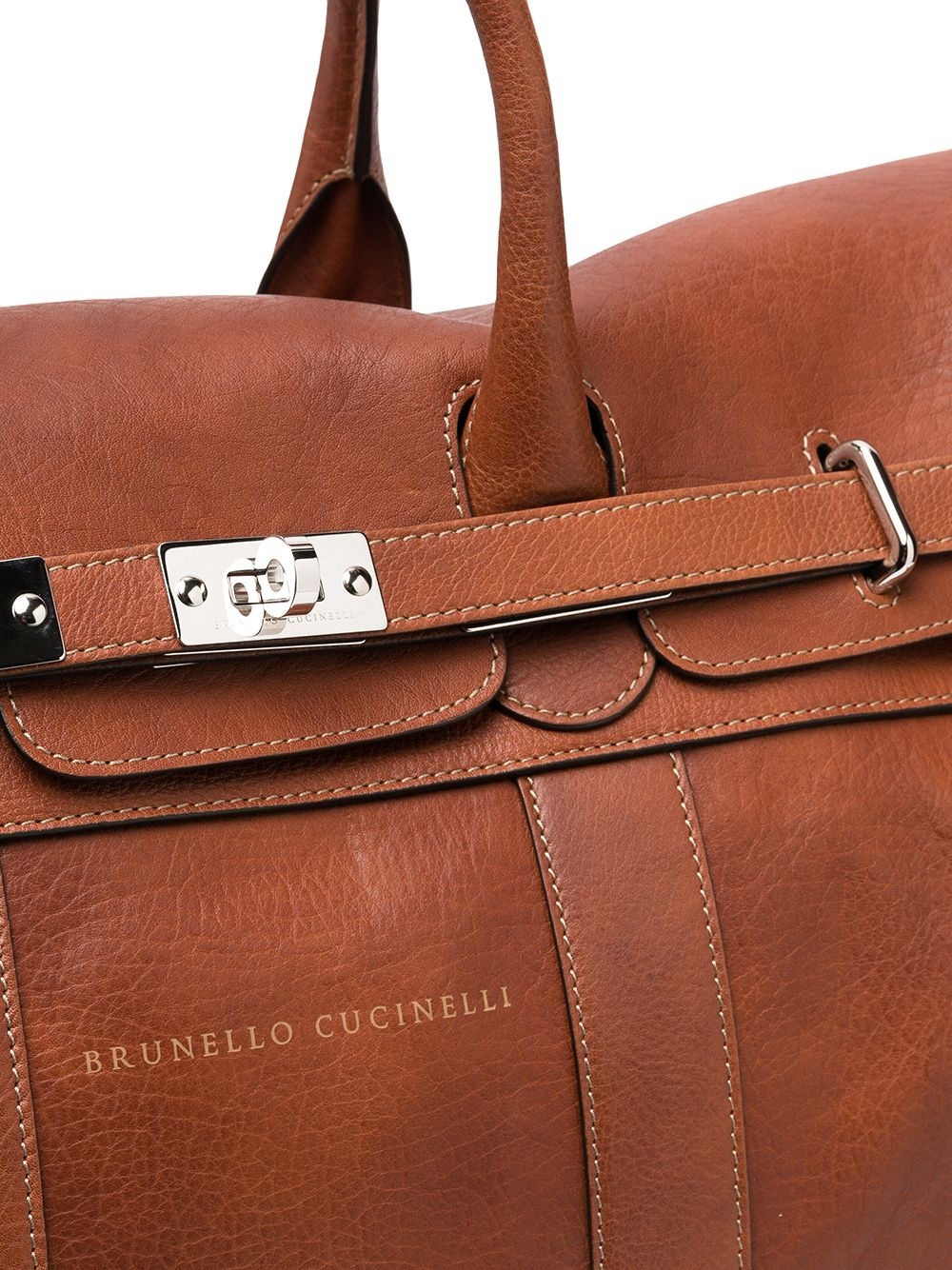 top-handle leather holdall bag - 3