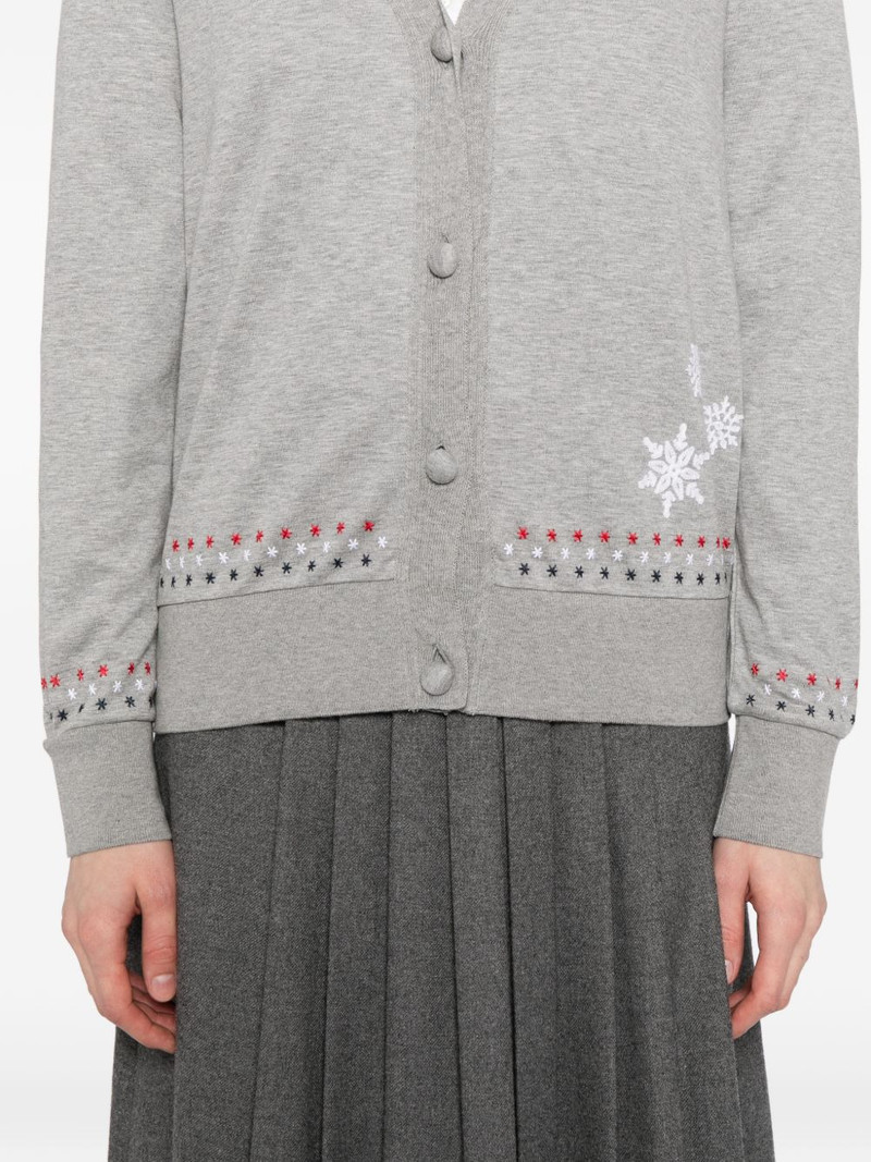 snowflake-embroidered cotton cardigan 5