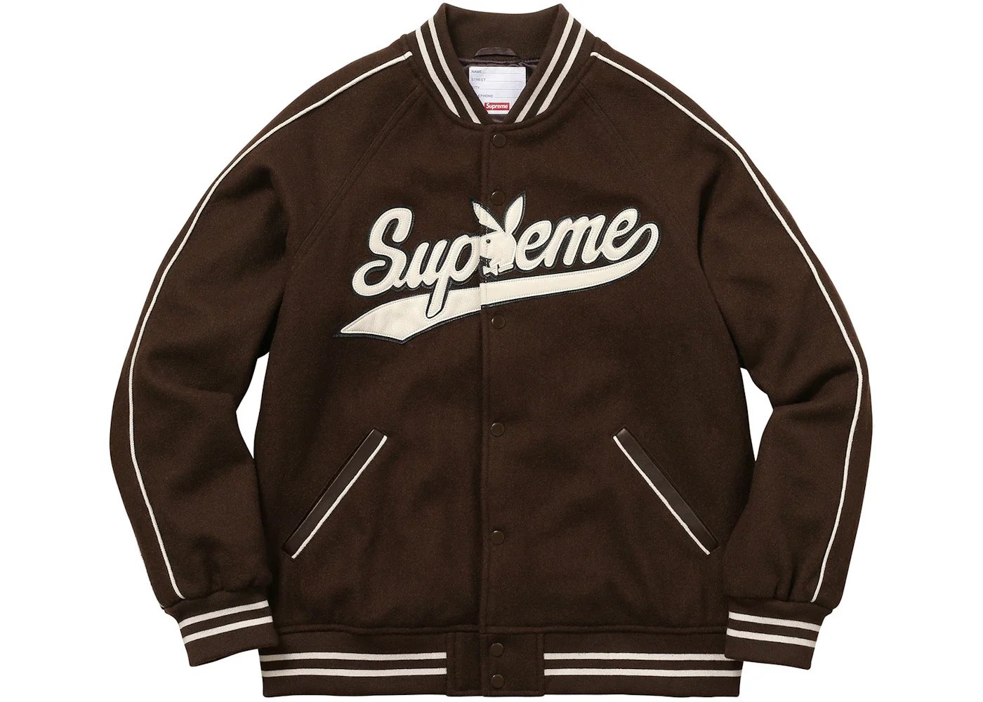 Supreme Playboy Wool Varsity Jacket Brown - 1