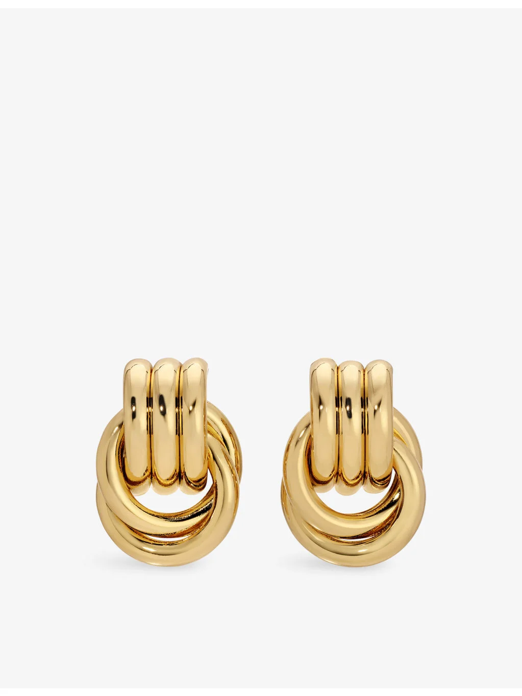 Mini Knot yellow gold-plated metal earrings - 1