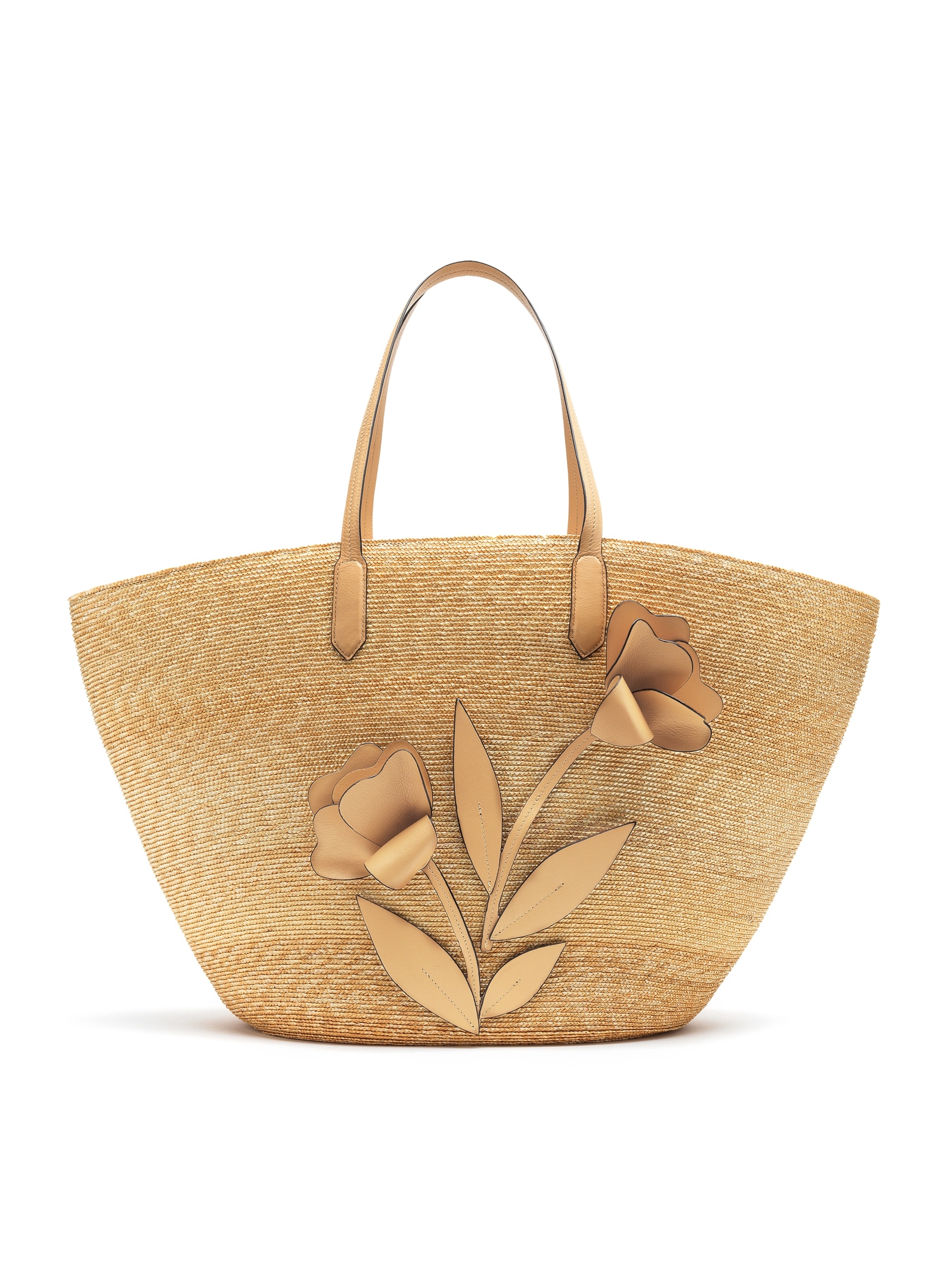 LARGE TULIP RAFFIA TOTE - 1