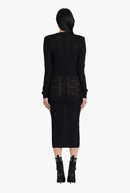 Cropped black sweater eco-designed with Balmain monogram - 3