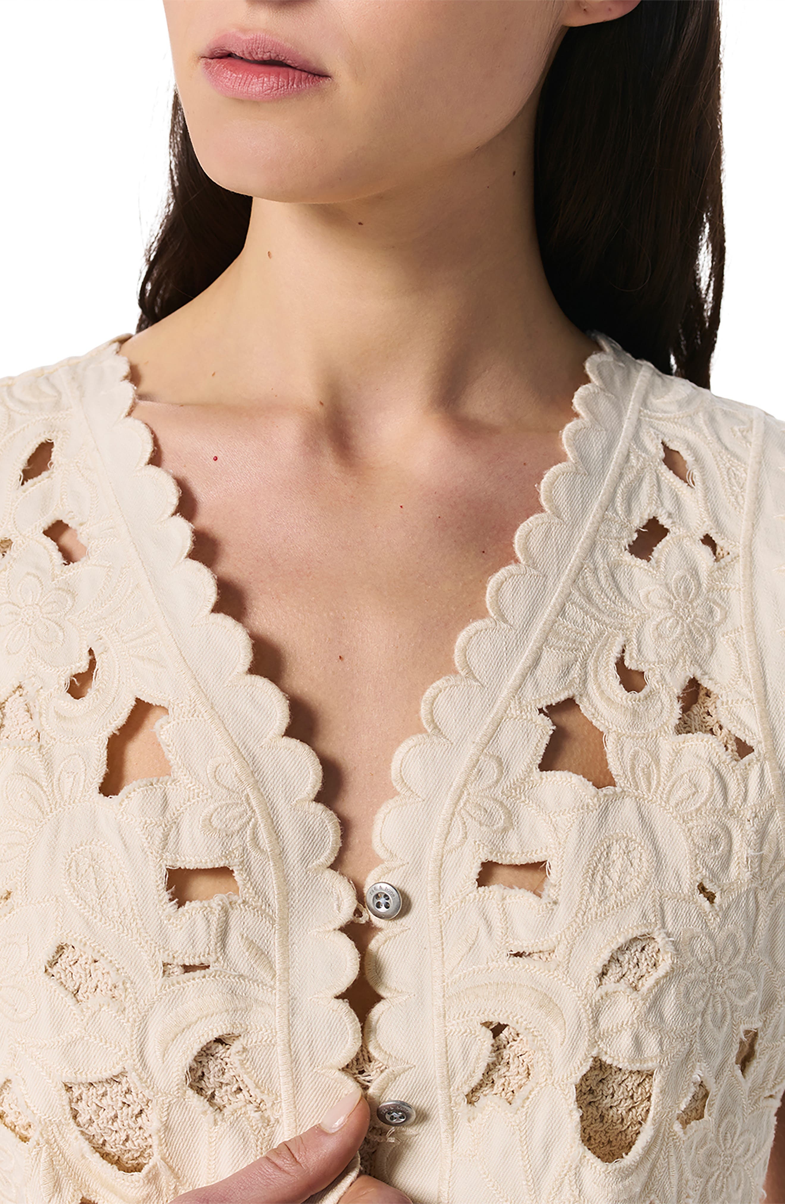 rag & bone Coralie Floral Cutout Vest in Ecru at Nordstrom - 6