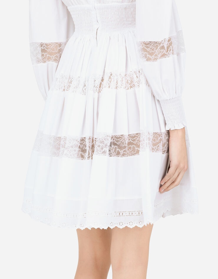 Short poplin dress with lace details - 4