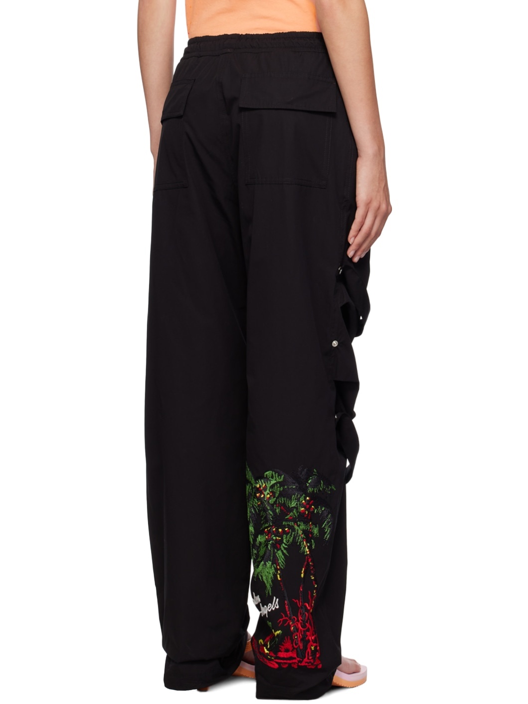 Black Upside Down Palm Trousers - 3
