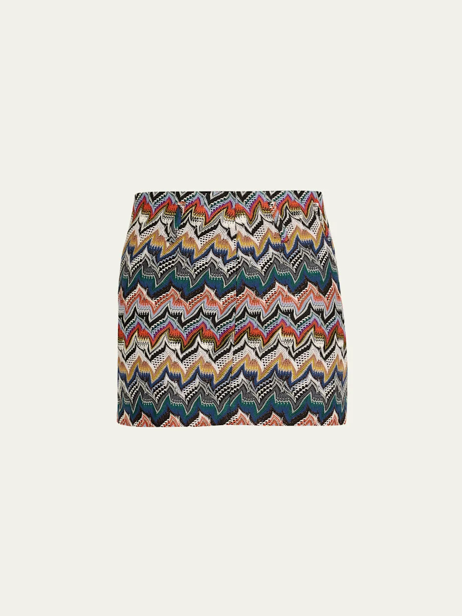 Metallic Zigzag Mini Skirt - 1