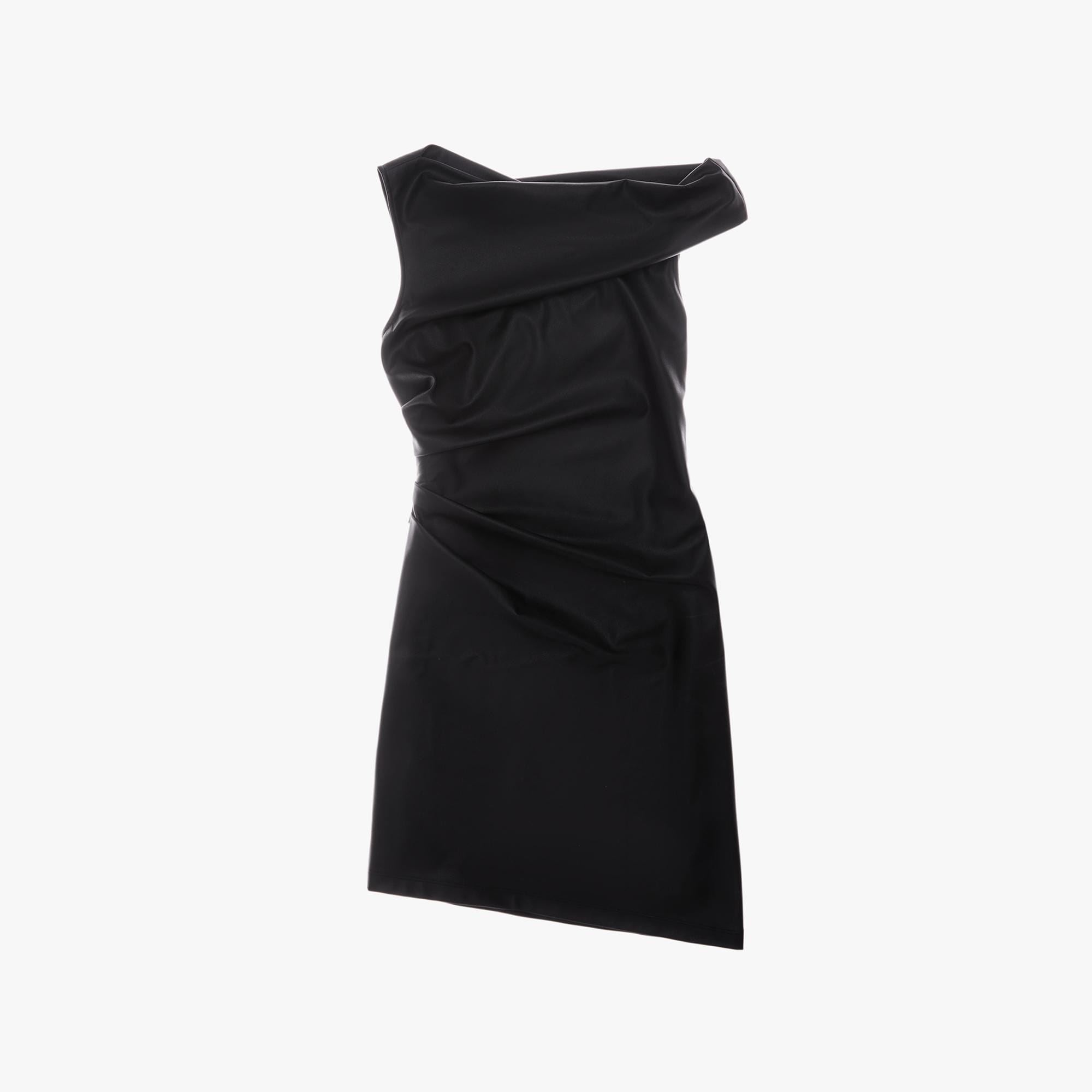 FAUX LEATHER ASYMMETRICAL DRESS - 1