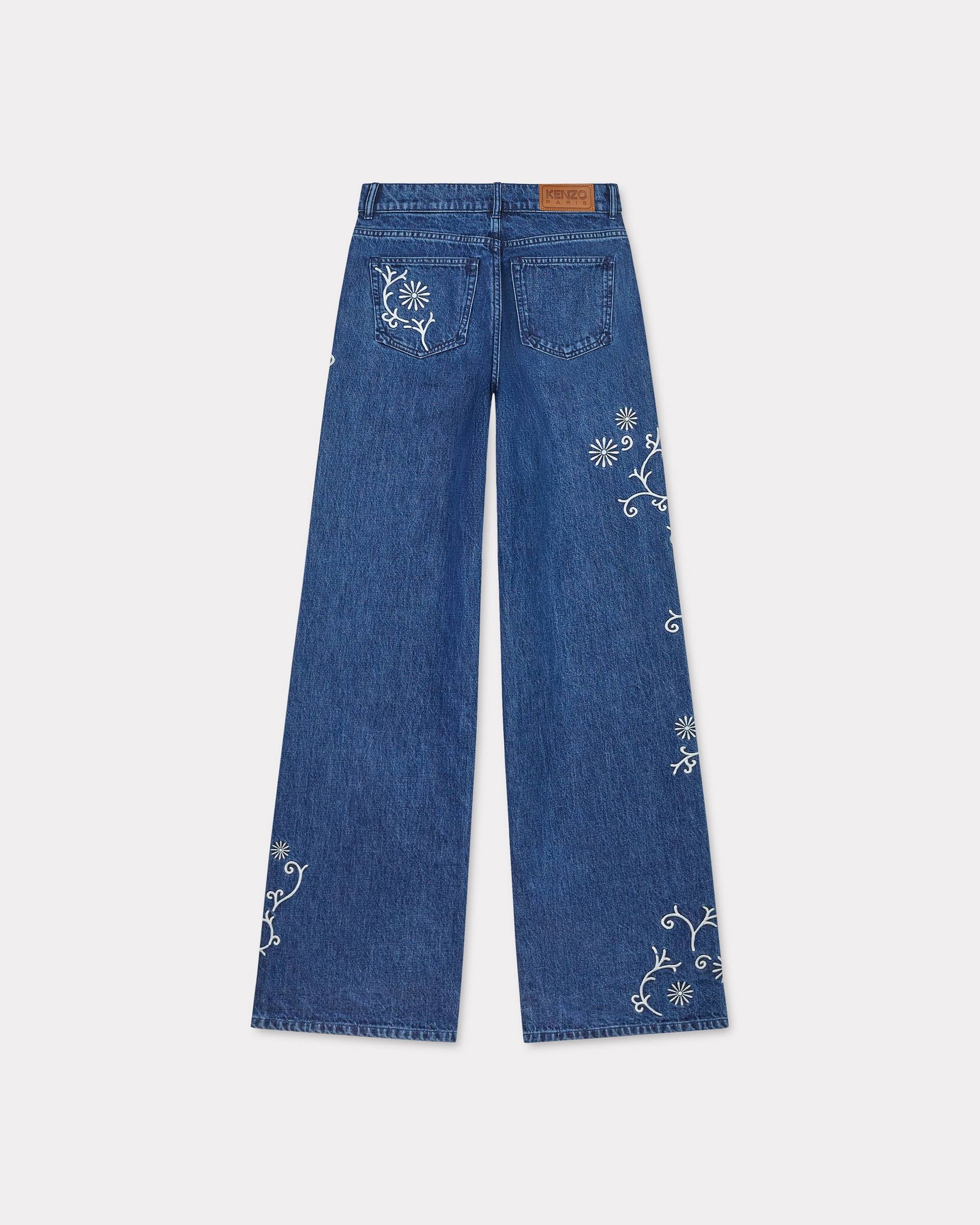 'KENZO Marguerite' AYAME wide legs embroidered jeans in japanese denim - 2