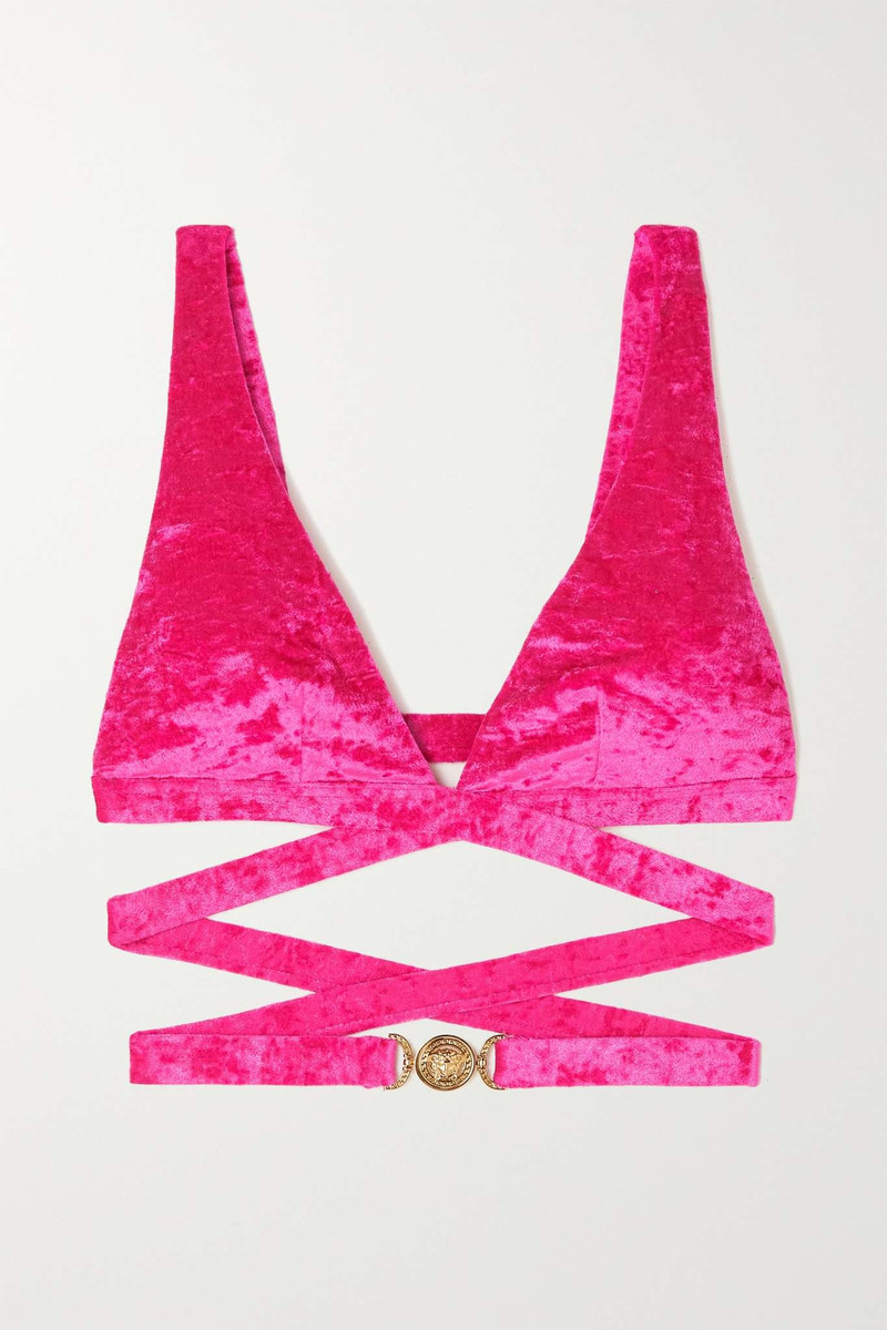 Medusa Biggie stretch-velvet bikini top - 1