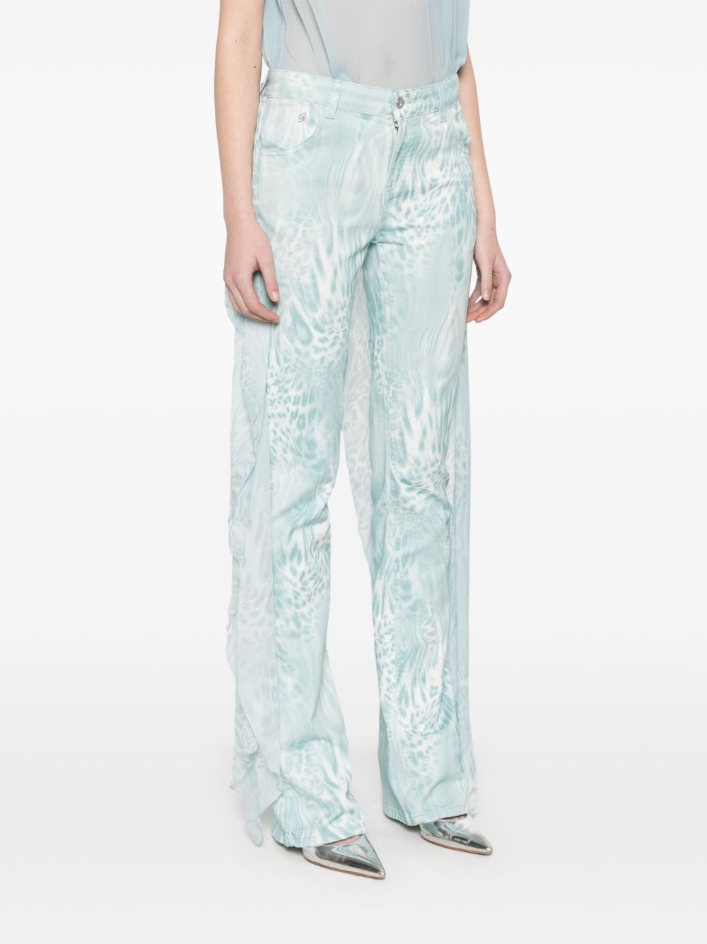 flounce-detail printed jeans - 3