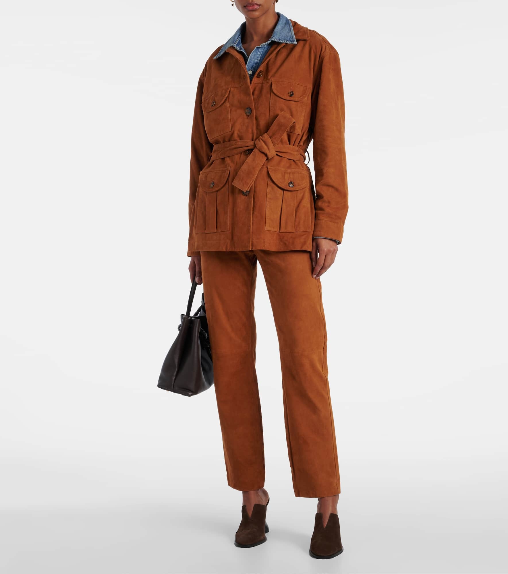 Viva Paso high-rise suede straight pants - 2