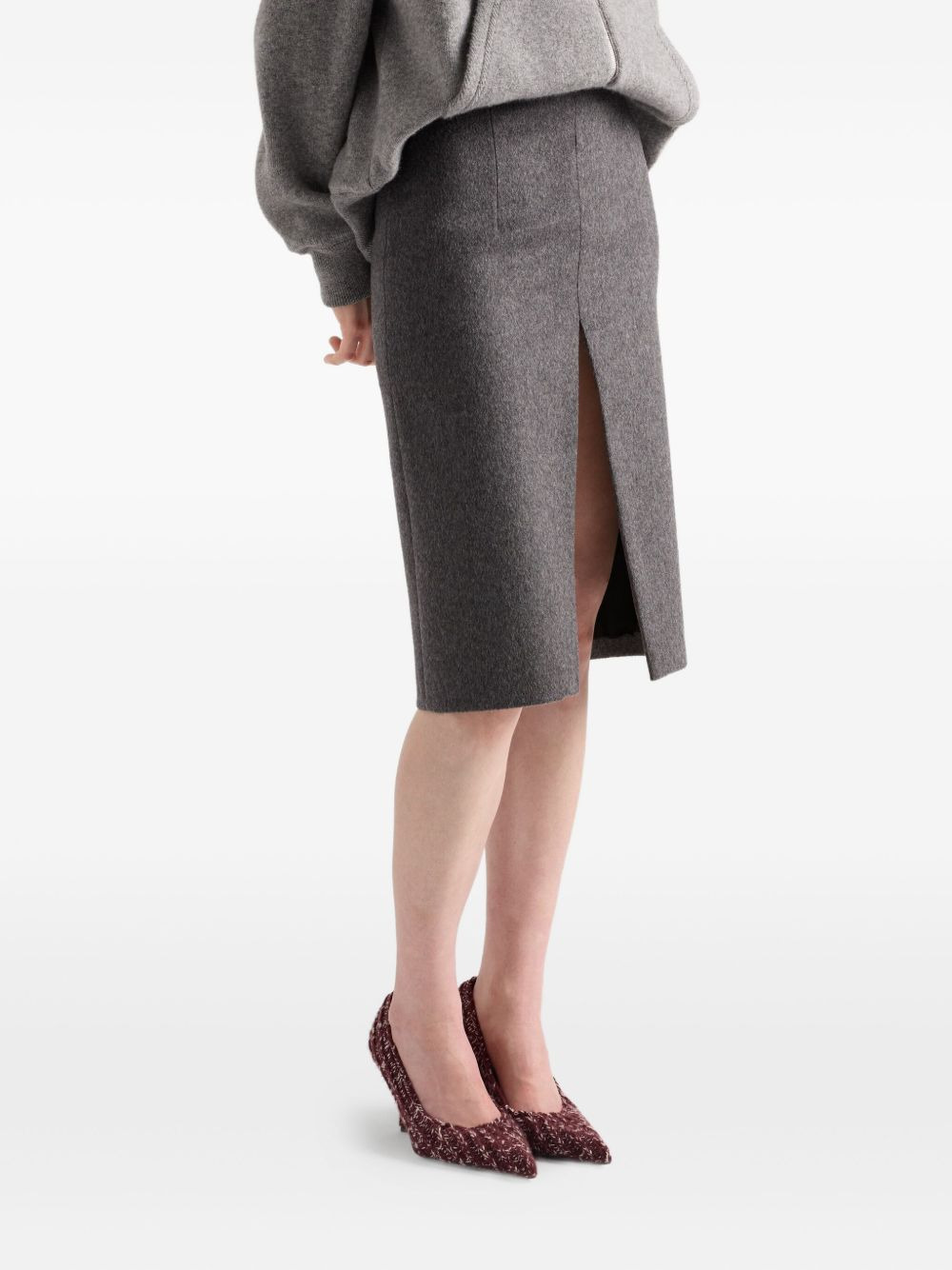 front-slit wool mini skirt - 4