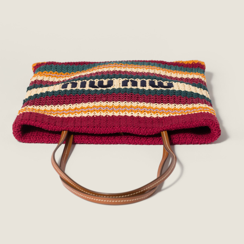 Miu Miu Raffia-effect woven tote bag outlook