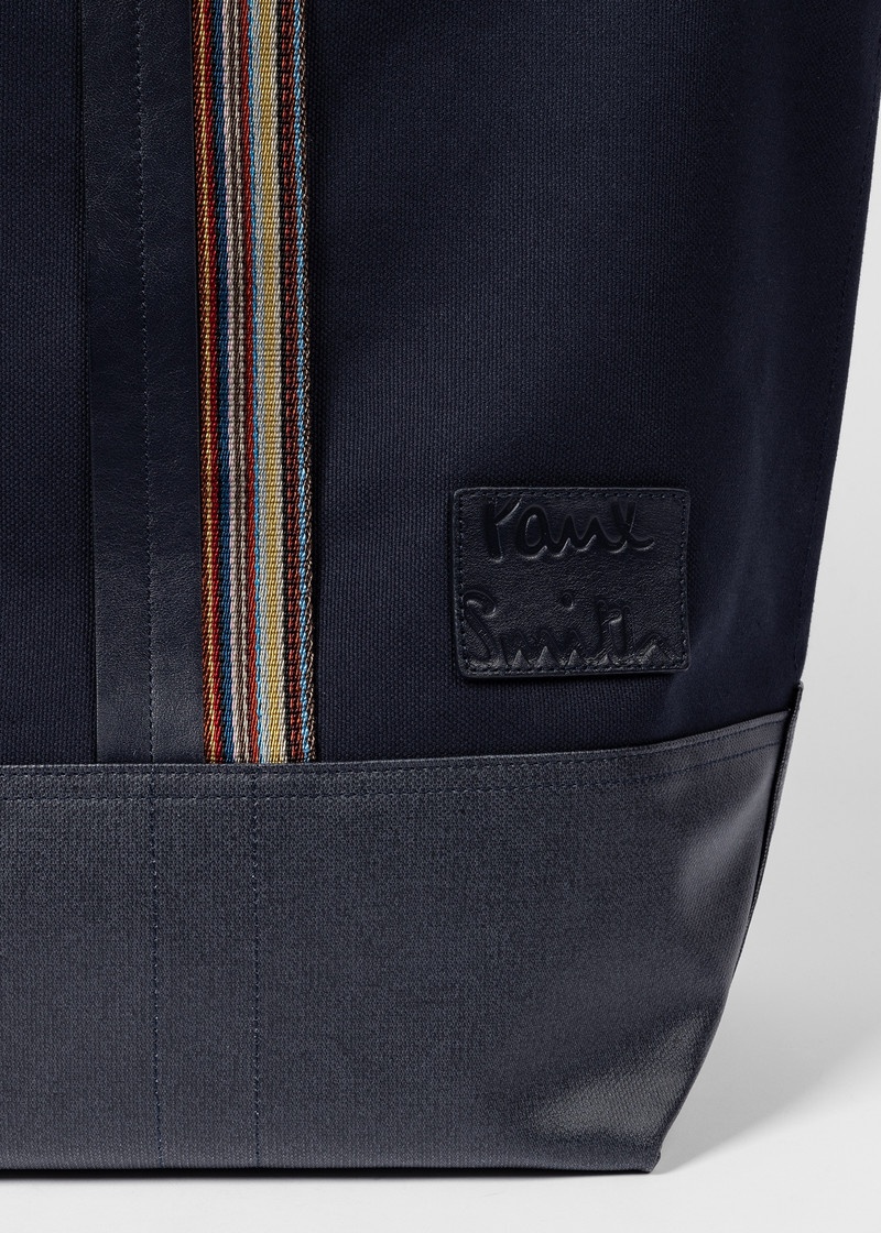 Navy Canvas Tote Bag with 'Signature Stripe' Straps 5