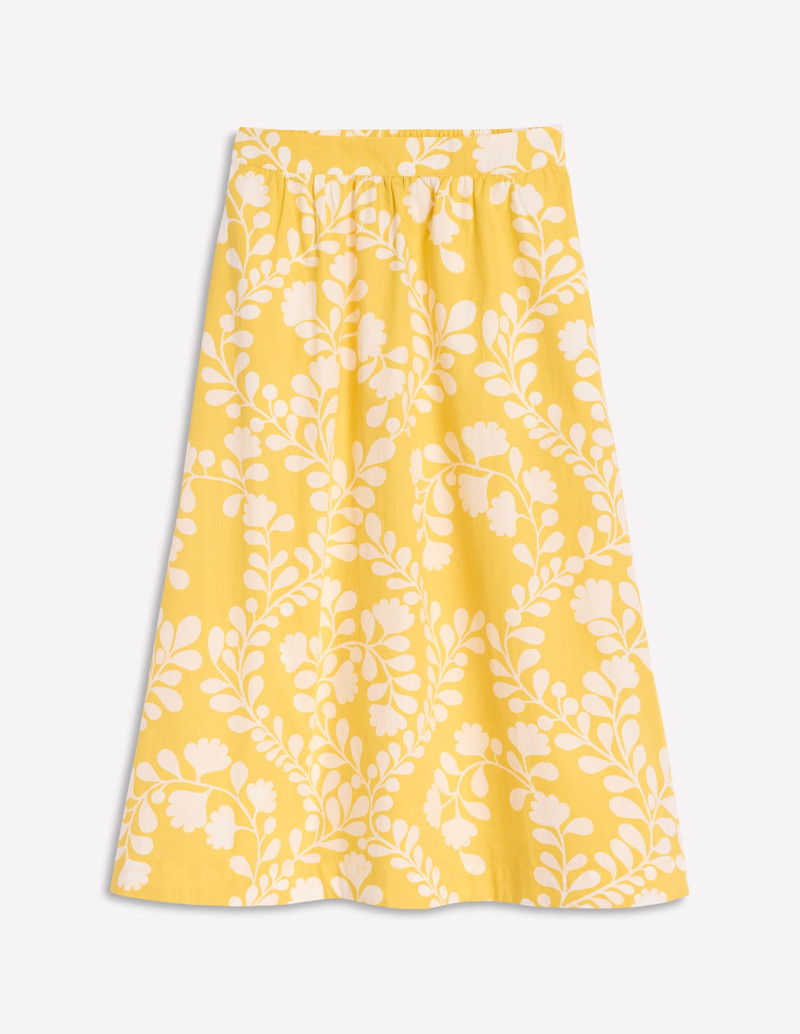 Hattie Poplin Midi Skirt-Yellow, Vine Silhouette 1