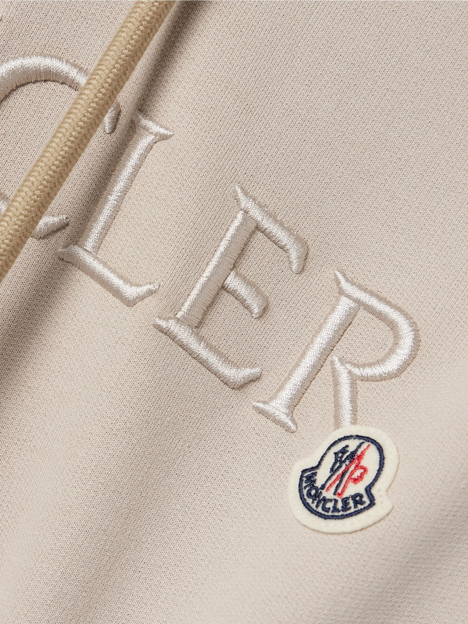 Embroidered cotton-jersey hoodie Beige - 5