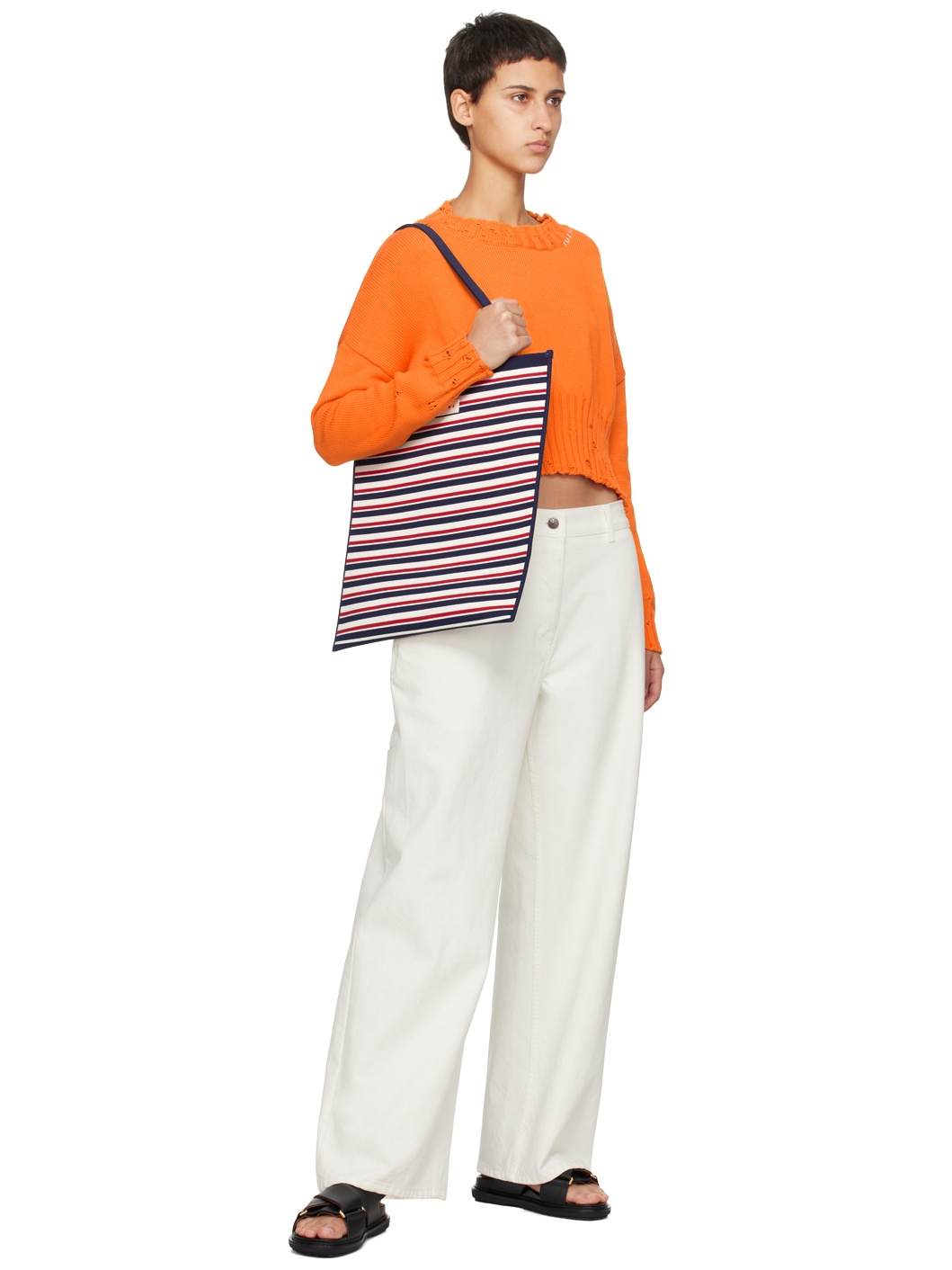 Navy & Red Striped Tote - 4