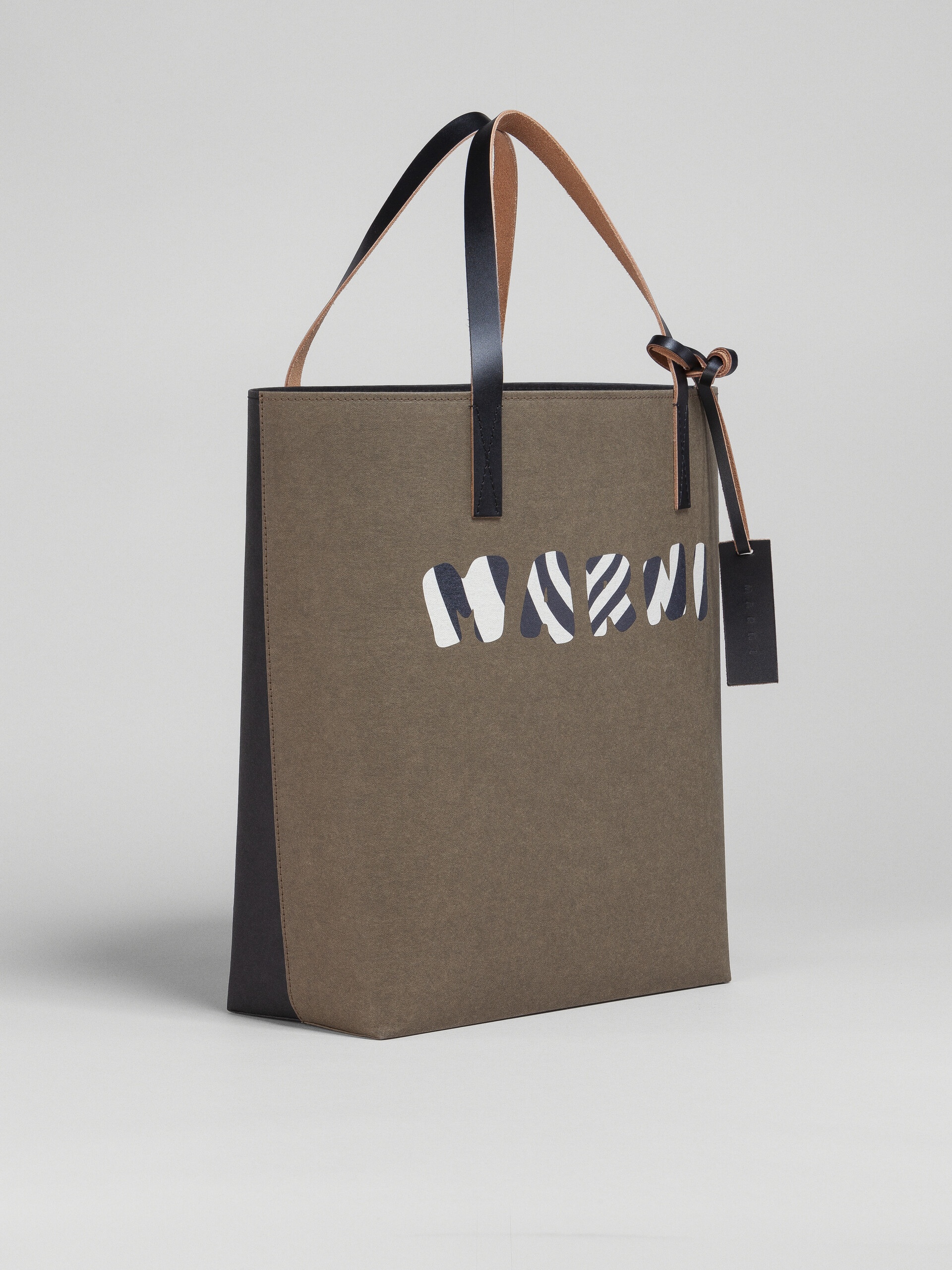GREEN TRIBECA SHOPPING BAG WITH MARNI LOGO - 6