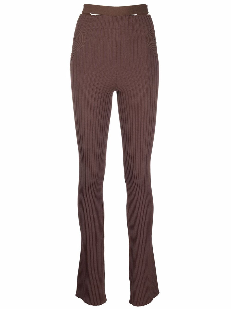 ribbed-knit flared trousers 1