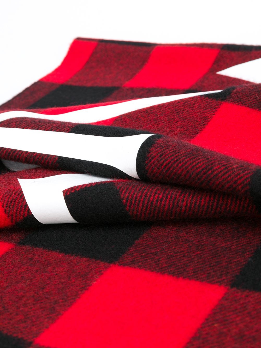 logo-check wool scarf - 3