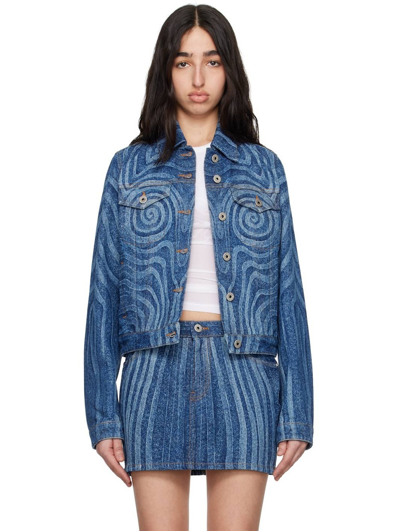 파란 나선 Denim 재킷 1