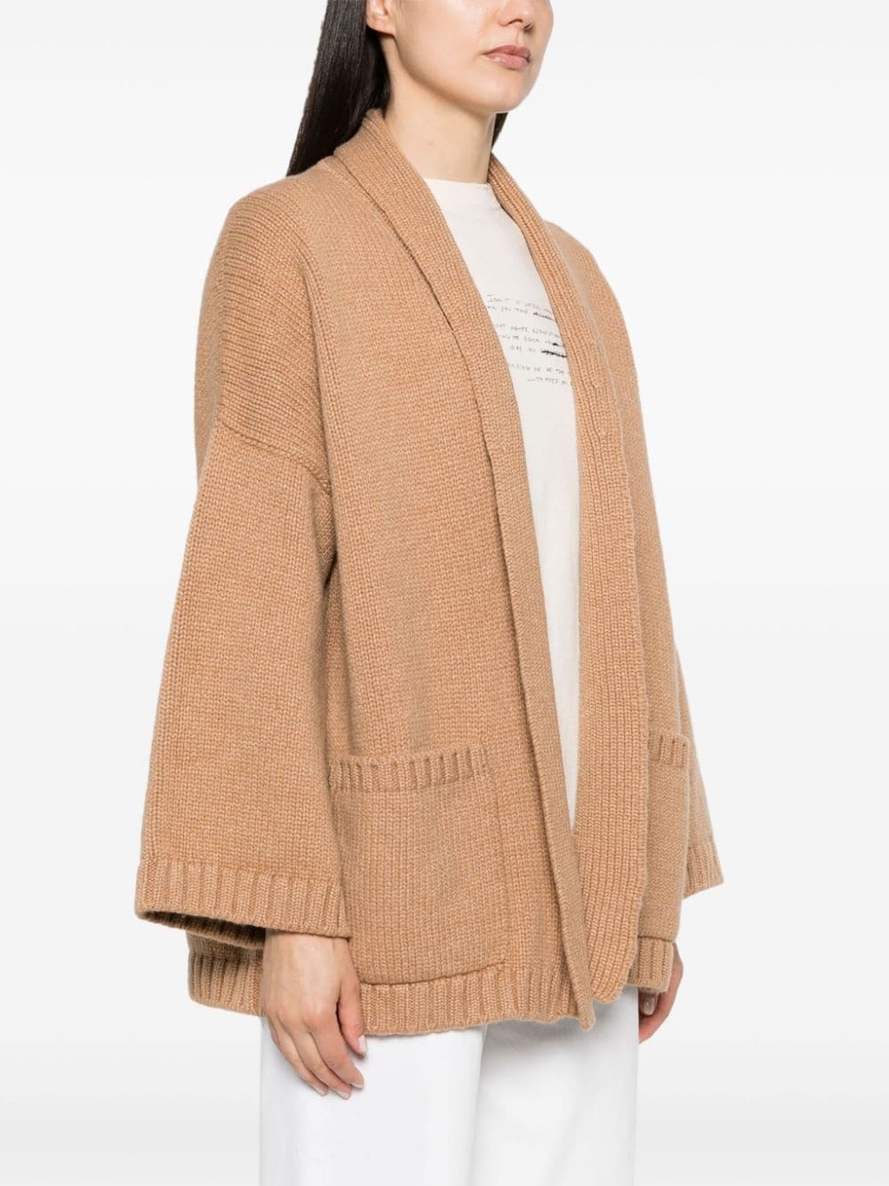ribbed-knit open-front cardigan - 3