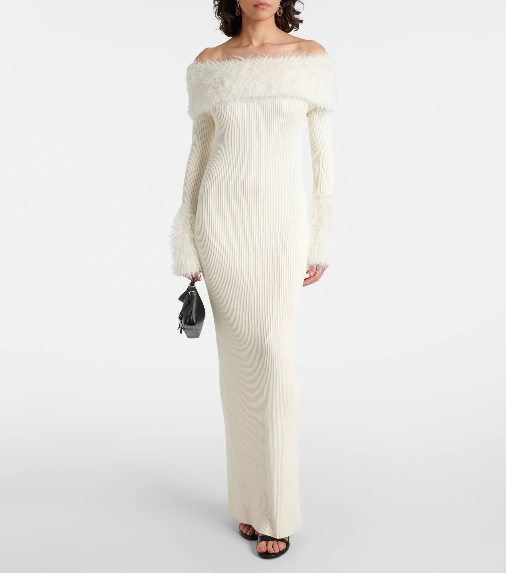 Ribbed-knit faux fur-trimmed maxi dress - 2