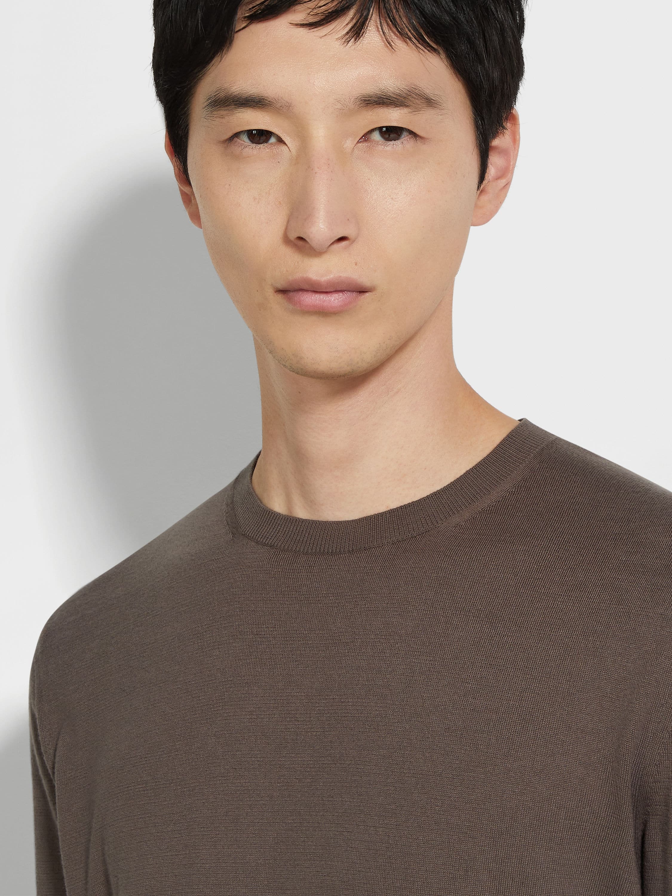 DARK TAUPE PREMIUM COTTON T-SHIRT - 2
