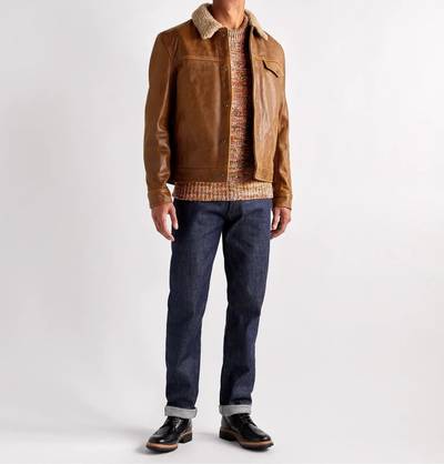 Schott Shearling-Trimmed Leather Trucker Jacket outlook