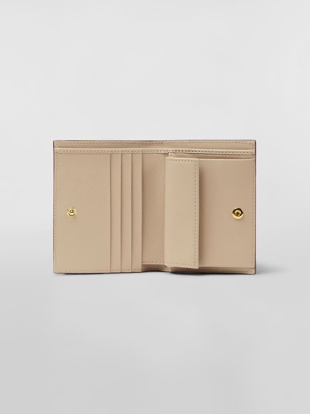 BEIGE SAFFIANO LEATHER BI-FOLD WALLET 2