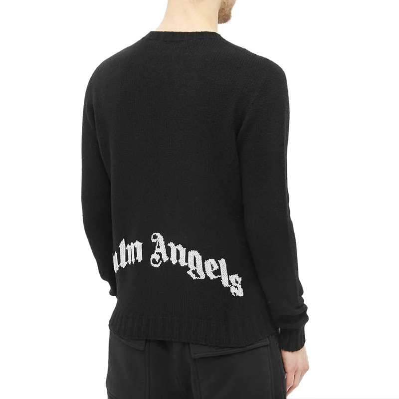 Palm Angels Palm Angels Wool Back Embroidered Logo Crew Knit 'Black' PMHE027F20KNI0011001 outlook